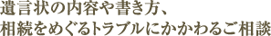 遺言状の内容や書き方、相続をめぐるトラブルにかかわるご相談